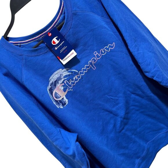 Champion Women’s Plus Size 4X Blue Fleece Pullover Crewneck Sweatshirt NWT - Picture 3 of 6